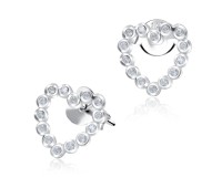 Cutie Heart With CZ Stone Silver Ear Stud STS-5117